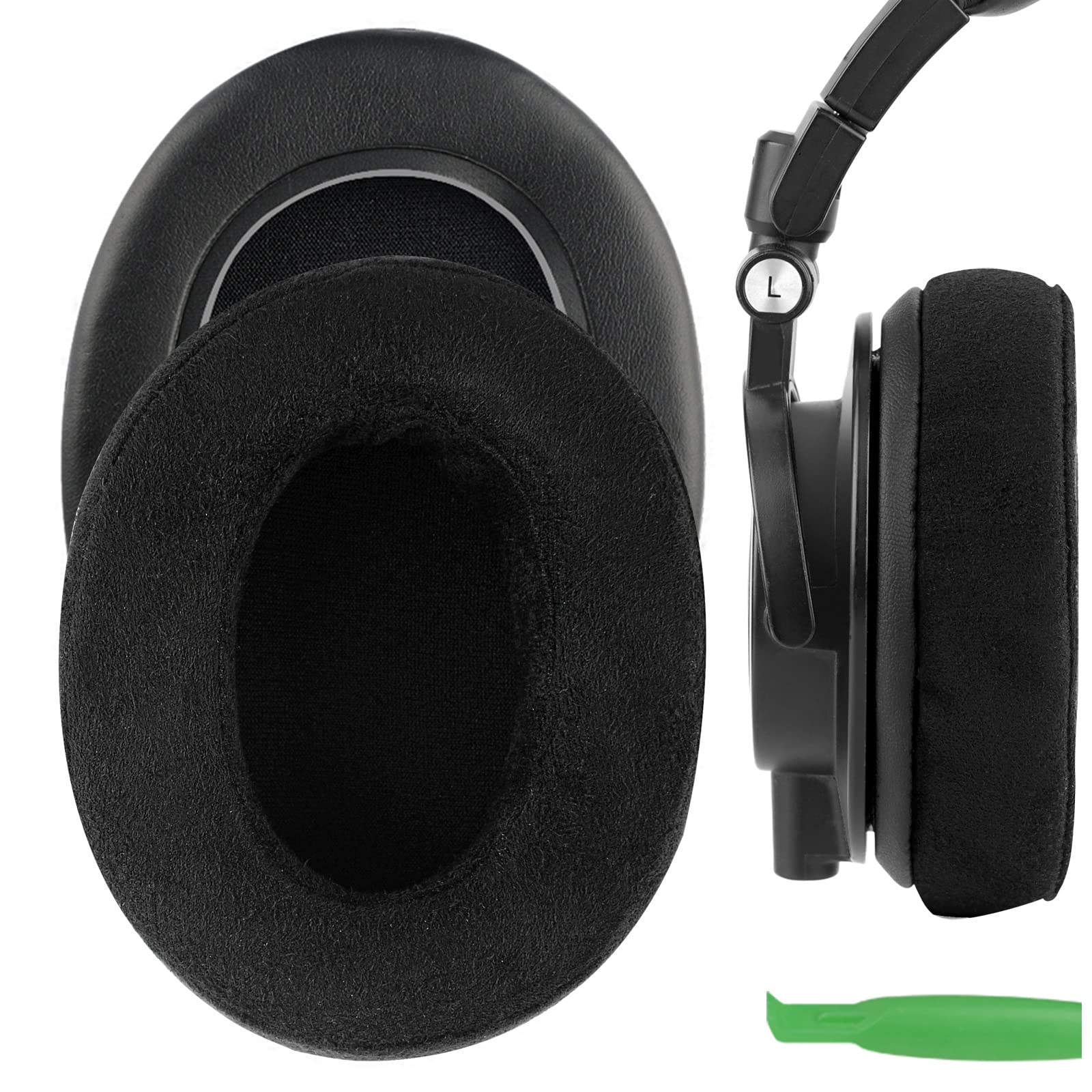 Photo 1 of Geekria Comfort Micro Suede Replacement Ear Pads for Audio-Technica ATH-M50, M50X, M60X, M50S, M50cwh, M50xBT2, ATH-M45, M35, M30, M20 Headphones, Repair Parts (Black)