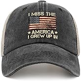 I Miss The America I Grew Up in Hat Men Trendy Dad Hat for Mens AllBlack Ball Cap Humor Unique Gifts for Volunteer