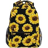 ALAZA Sunflower Print Flower Floral Backpack Purse for Women Girls Kids Student Laptop iPad Tablet Travel School Bag w/Multiple Pockets