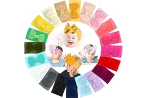 JOYOYO Baby Girl Headbands with Bows, 20 Colors 4.5 inch Fabric Hair Bows Soft Wide Nylon Headbands for Baby Girls Newborn Infant Toddler Gifts