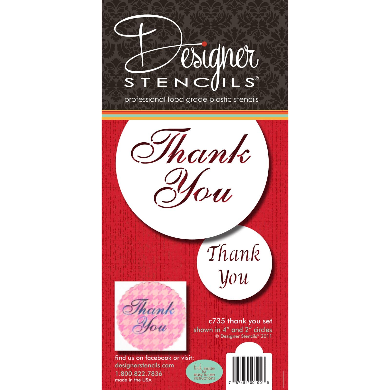 Designer Stencils C735 Thank You Cookie and Cupcake Stencil Set, Beige/Semi-Transparent