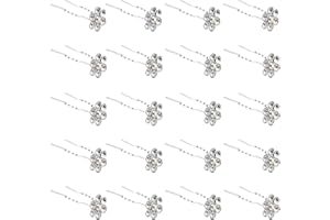 QIUTIMIY 20 Pack (White) Crystal Flower Hair Pins Rhinestone Hair Clips for Bridal Wedding Women Hair Jewelry Accessories, with Clear Container