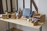 Osco Bamboo 5-Compartment Desk Organiser - Slim Wooden Stationery Holder view 6