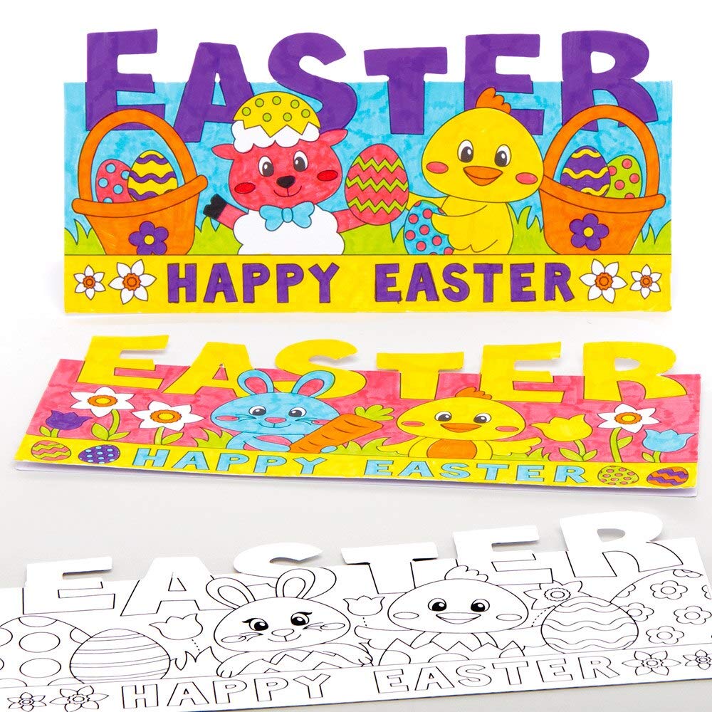 Baker Ross Easter Colour In Pop Up Cards - Pack of 10, Easter Cards for Kids (AT533)