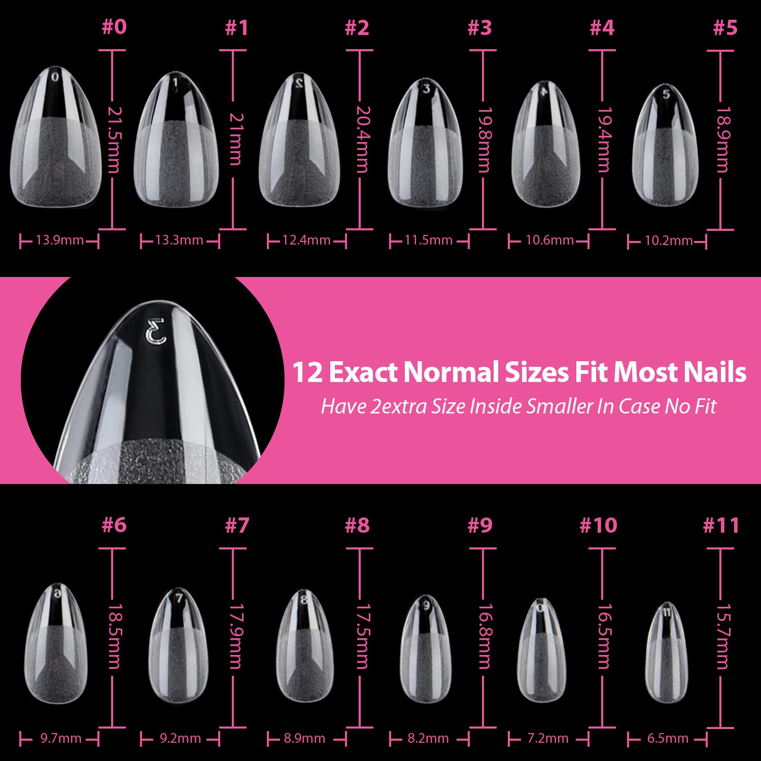 UNA GELLA Short Fake Nails Tips Almond Shape 504PCS Soft Press On Gel Nail Tips Pre Shaped For Women Home Almond Nail Extension Full Cover, 12 Sizes Acrylic Gelly Tips - Image 7