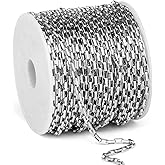 33 Feet Stainless Steel Rolo Box Chain Bulk, 2mm 304 Stainless Steel Square Cable Link Chains Roll Spool for Jewelry Making DIY Craft