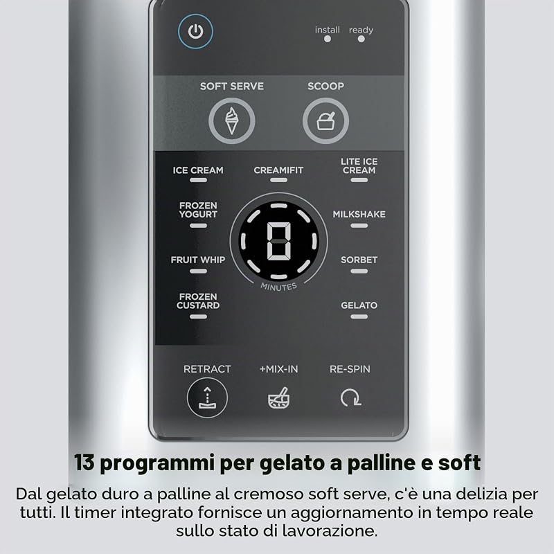 CREAMi Swirl - Macchina per gelato e servire, sorbetto, frappè, yogurt congelato, programma a basso contenuto calorico e altro, 13 in 1, manico morbido e 2 confezioni di crema Swirl da 453,6 g,