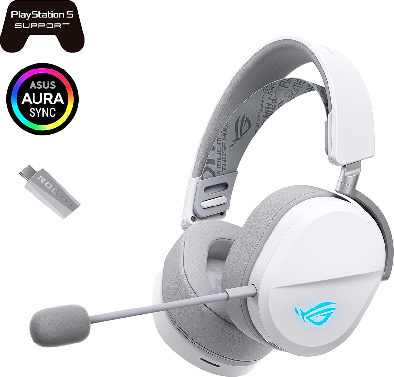 ROG WHITE, Cuffie da Gaming Senza Fili, Bianche