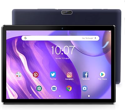 PRITOM 10 inch Android WiFi Tablet 64GB ROM Quad Core HD IPS Dual Camera Black