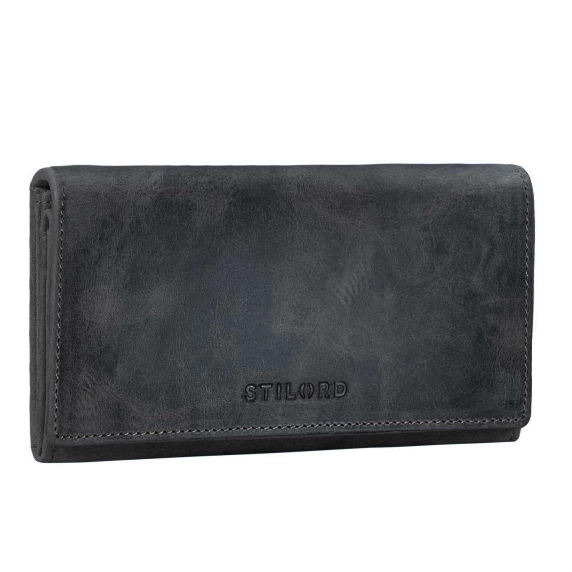 STILORD 'Marquesa' Women's Leather Wallet RFID Protection - Large Vintage Purse with NFC Blocker, Many Compartments, Genuine Leather Gift Box, Colour:Anthracite