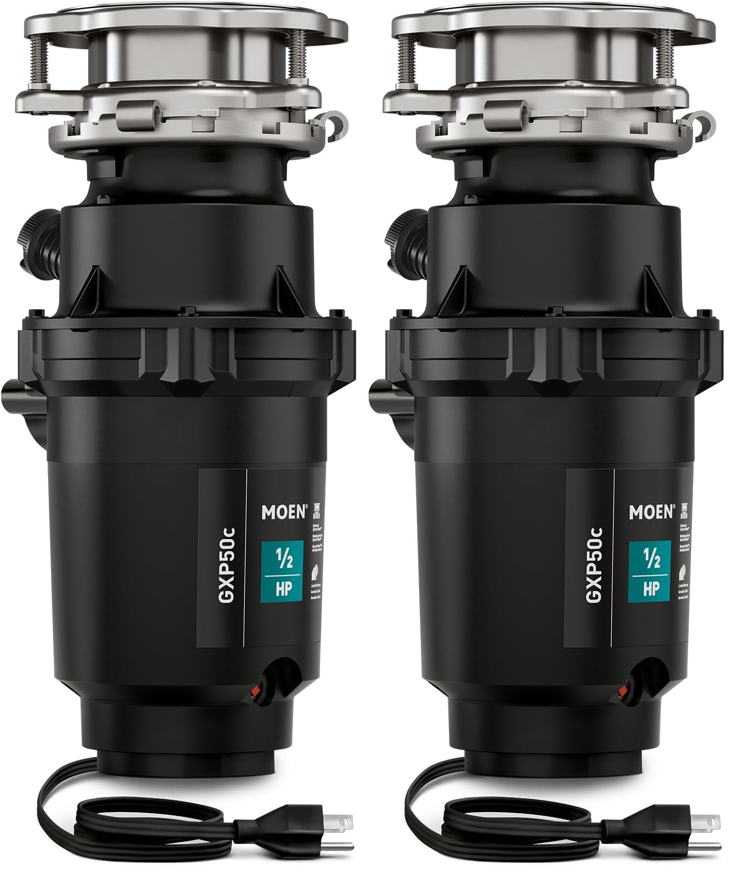 Moen Prep Series PRO 1/2 HP Continuous Feed Compact Garbage Disposal, Power Cord Included, GXP50C (Pack of 2) Image