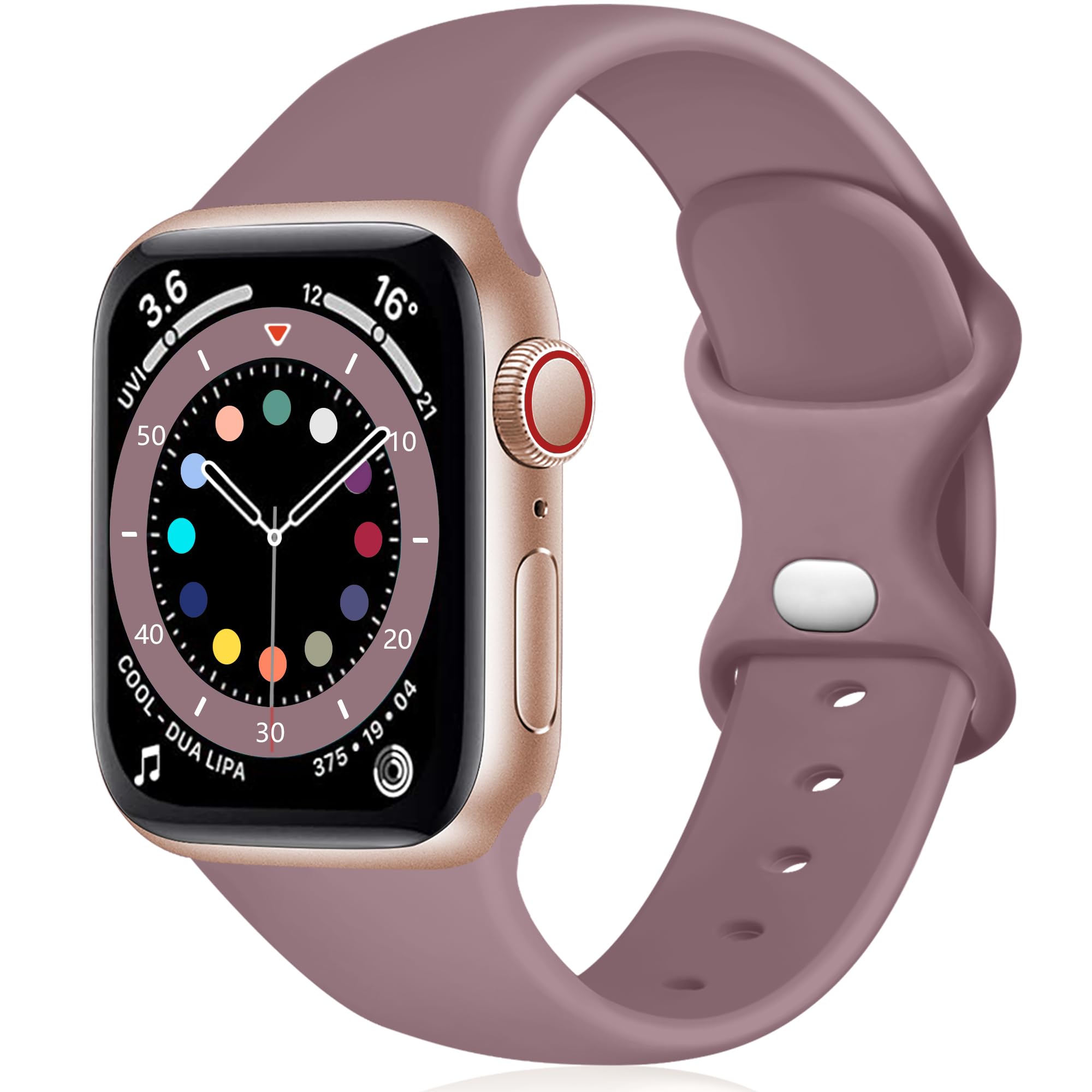 Epova Silicone Strap Compatible with Apple Watch Strap 40mm 38mm 41mm, Replacement Straps for iWatch SE Series 11 10 9 8 7 6 5 4 3 2 1, SmokeViolet, Large — image 1
