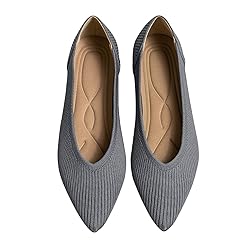 TINGRISE Women's Flats Shoes Pointed Toe Knit