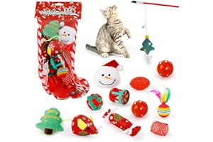 Dorakitten Christmas 12 PCS Cat Toys Cats Chew Plush Catnip Toy Pet Nip Mouse Ball Fish Interactive Pets Kitten Treats Teething Stocking Pack Best Stuffed Play Accessories for Indoor Kitty