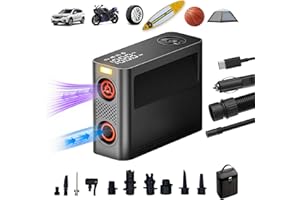 Aerogogo 150 PSI Portable Air Pump, Rechargeable Tire Inflator with 8 Modes, Dual-Power Option & Auto-Stop for Car Tires, SUP Paddle Board, Pool Floats, Bike, Kayak, Ball, Air Mattress with LED Light