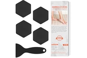 NODIRZ Non Slip Bathtub Stickers, Shower Stickers for Safety Bathroom Tubs, Bathtub Non Slip Stickers and Adhesive Decals Scraper for Bath Tub, Shower Floor, Stairs, Ladders(Square Shape) (24, Black)