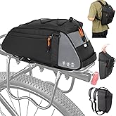 HUIJUTCHEN Bike Bag Rear Rack, 10L Reflective Waterproof Bike Rack Backpack with Water-Resistant Zippers Bike Trunk Bag Bike 
