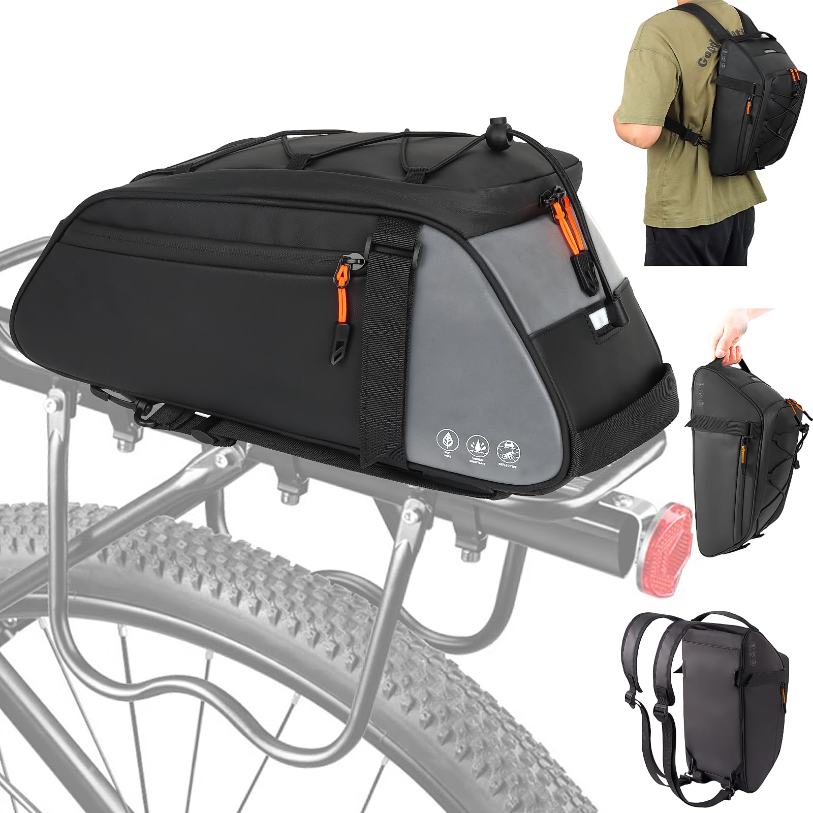 QYCHHJ Bike Pannier 10L Waterproof Bicycle Rear Rack Bag with Shoulder Strap Bike Saddle Bag Outdoor Bicycle Trunk Shoulder Handbag Bag