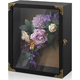 BWODYAY Deep Shadow Box,11x13-inch Shadow Boxes Display Cases, Large Shadow Box Frame, 4-inche Interior Deep Display Cases, Black Wooden Keepsake Boxes for Bridal Bouquets