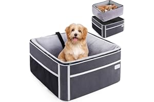 NOBLE DUCK Portable Dog Booster Car Seat for Small Dogs & Puppies, Clip-On Leash for Front & Rear Seats, Pets Up to 25 lbs