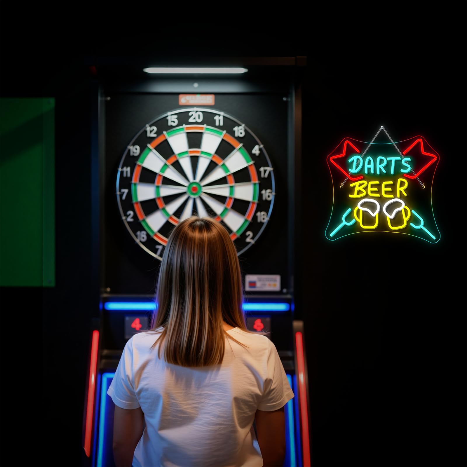 SIGNSHIP Dart Neon Schild Dimmbar Darts Bar Led Schild USB Schnittstelle Dart Neon Sign Darts Game Led Schild für Wand,Leuchtreklame für Spielzimmer Kneipe Heim Bar Club Männerhöhle Party Dekor 6