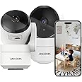 Indoor Security Camera for Baby Monitor 360°,1080p Camera for Home Security with Pan&Tilt,Night Vision,Motion Detection,2-Way Audio,Pet Camera Compatible with Alexa/Google Assistant,2.4GHz WiFi,2 Pack
