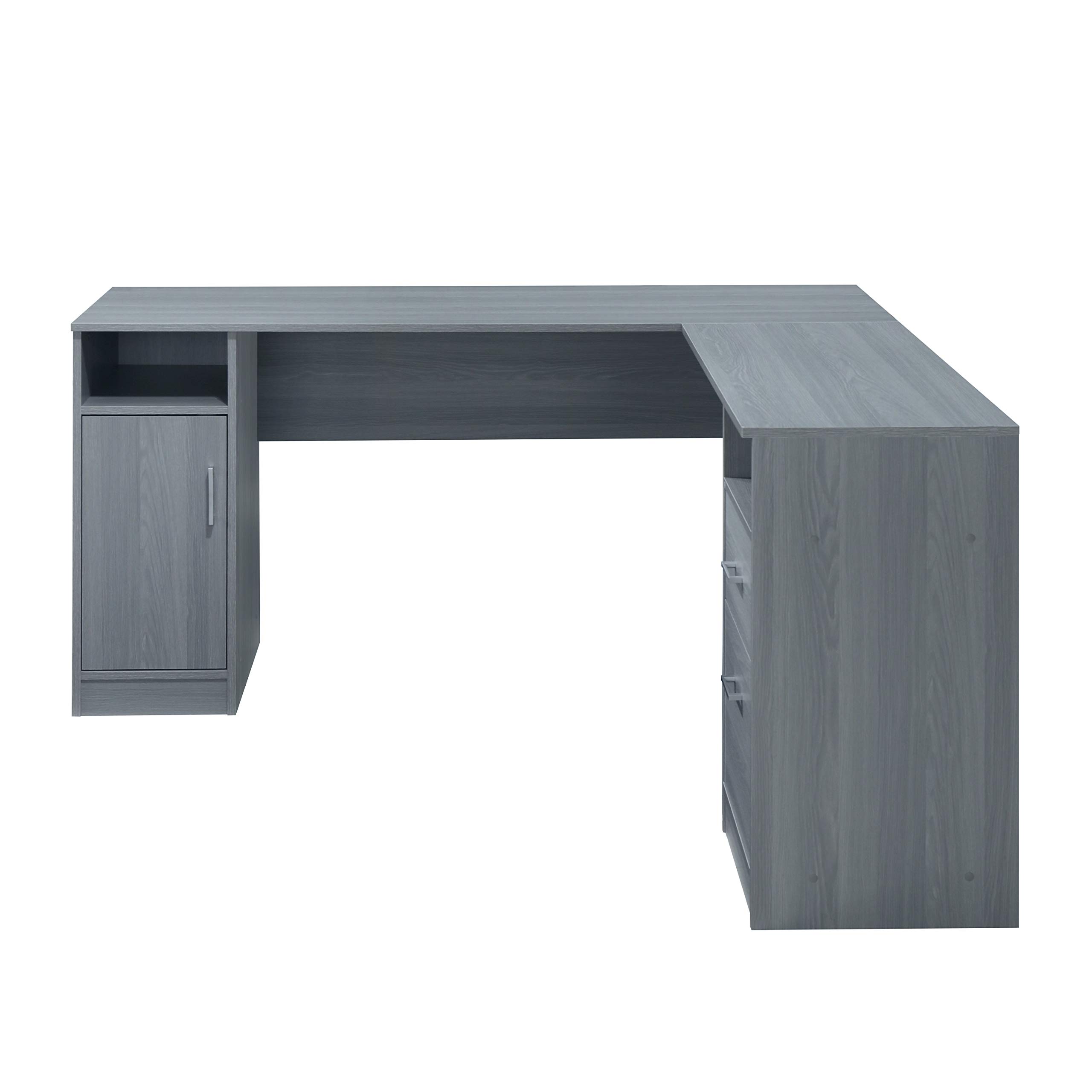 Techni Mobili Functional Storage L-Shaped Computer Desk, Grey