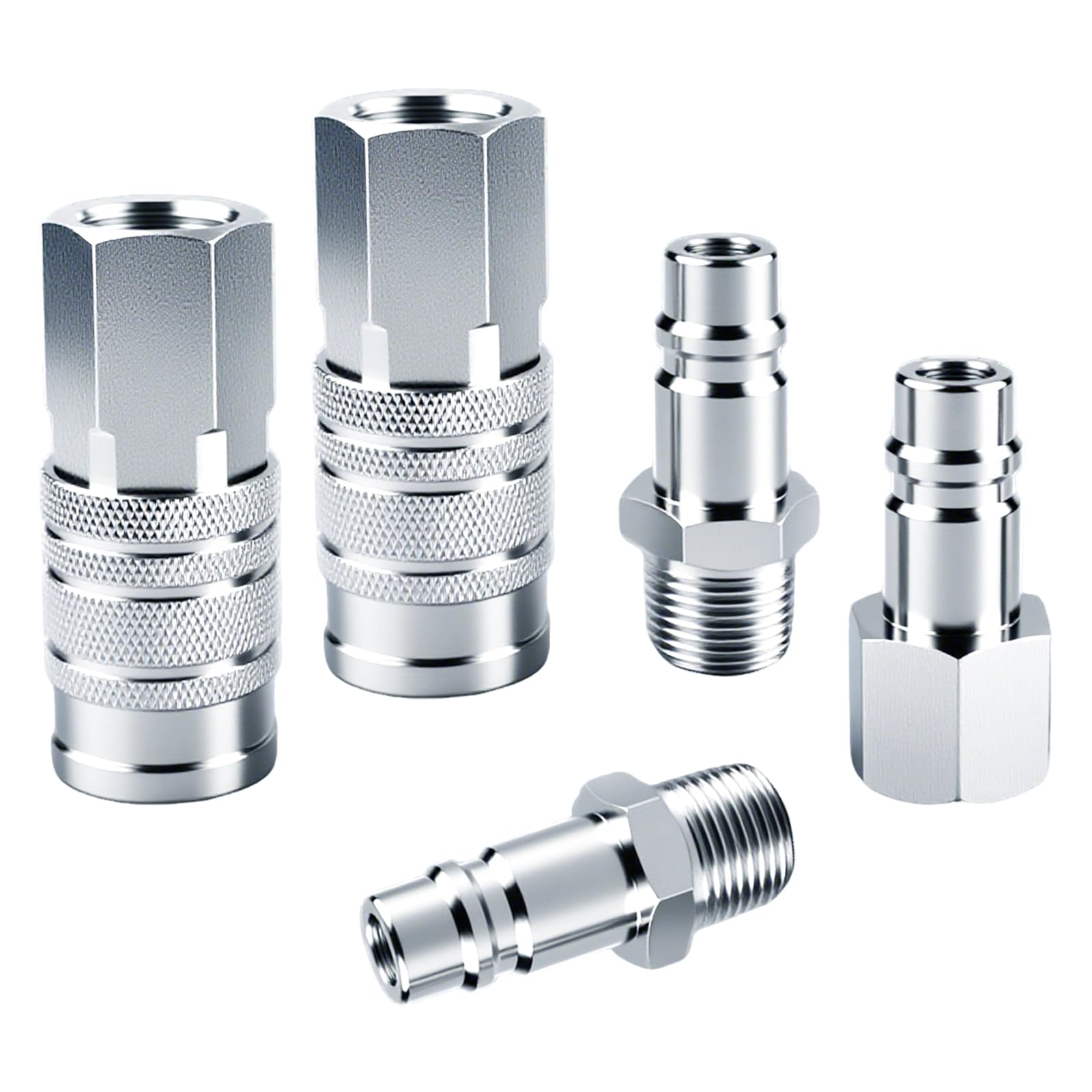 Photo 1 of 1/2 Inch Air Hose Fittings Set,High Flow 2 Pcs I/M Industrial Type Coupler with 1/2” FNPT,3 Pcs Plugs with 1/2” NPT,Steel Air Compressor Accessories Quick Connect Fittings 300PSI for Pneumatic Tools