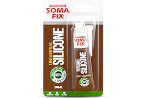 PROFESSIONAL SOMA FIX Silicone Caulk - Squeeze Tube Silicone Sealant for Wood, Kitchen, Bathroom, Sink, and Windows - Multi-Purpose & Waterproof (Brown)