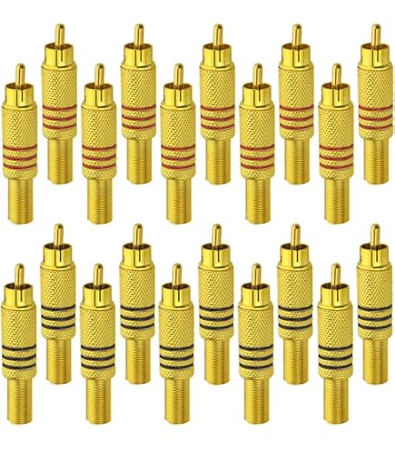 10-Pack Yellow RCA Phono Male Plug Connectors – Solder-Type For DIY Audio/Video Cables