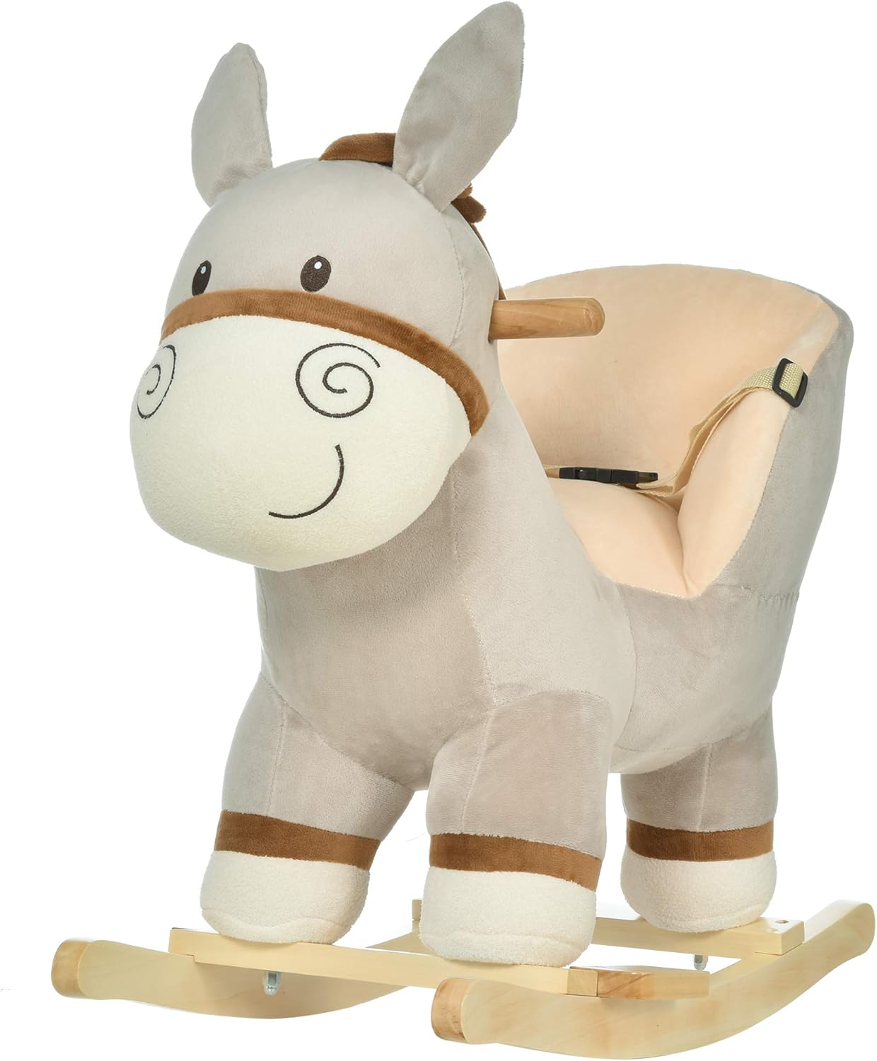 Kids Rocking Horse Plush Ride On Swan Toy W/ Safety Seat For Toddler 18 Months +, White And Pink On Anglia Market