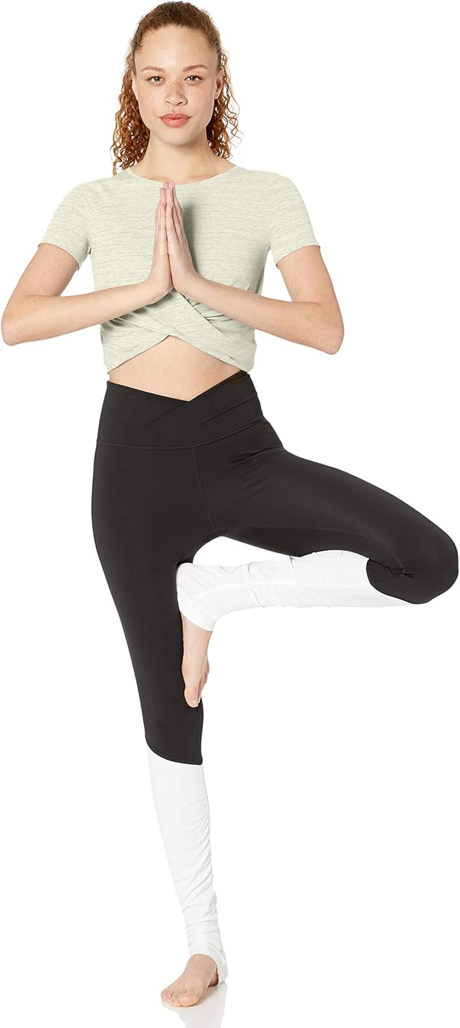 Core 10 Women's Pima Cotton Blend Knot Front Yoga T-Shirt: Clothing