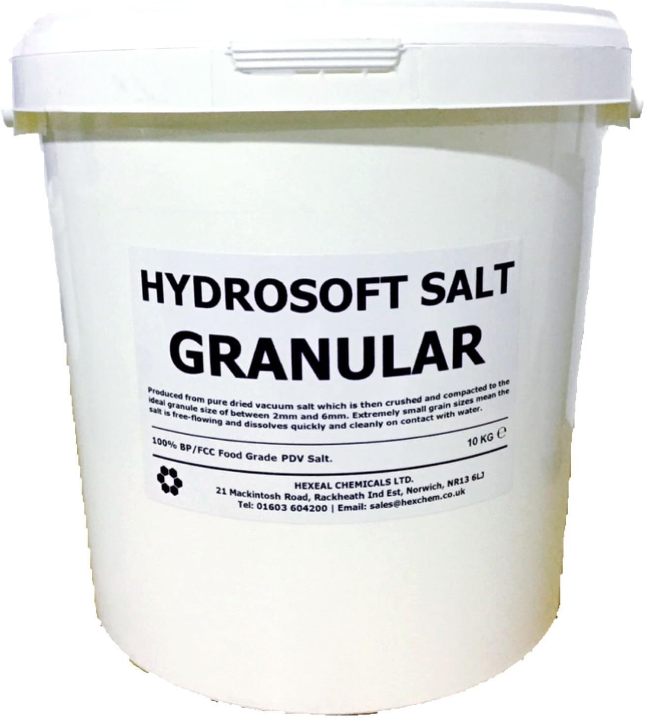 GRANULAR SALT | 10KG BUCKET | HYDROSOFT | Water Softener, Dishwasher | FCC Food Grade