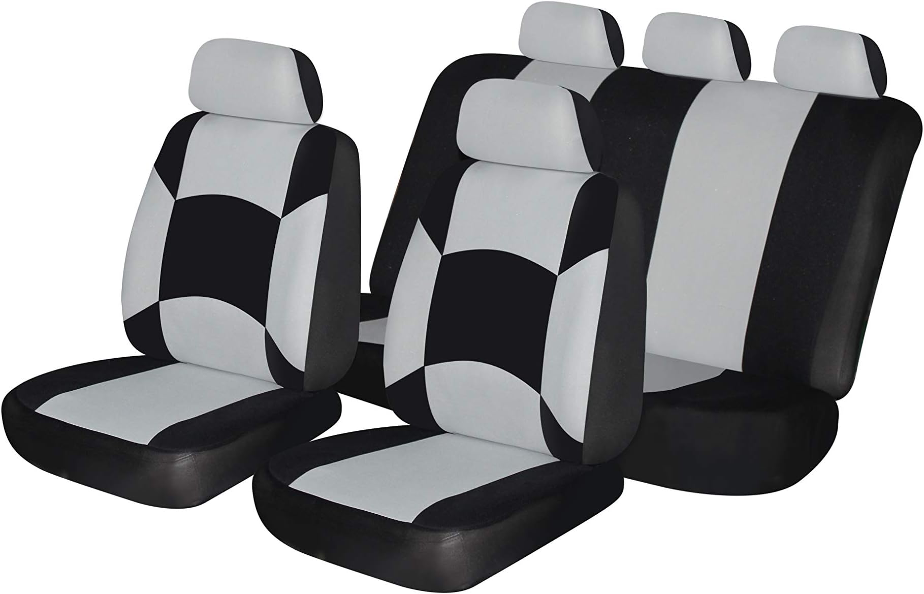 Autonise Universal fit Classic Sport Bucket seat Cover (Fit Most Car,Truck, SUV, or Van with headrest) Airbag Compatible (Gray flatcloth, Full Set)