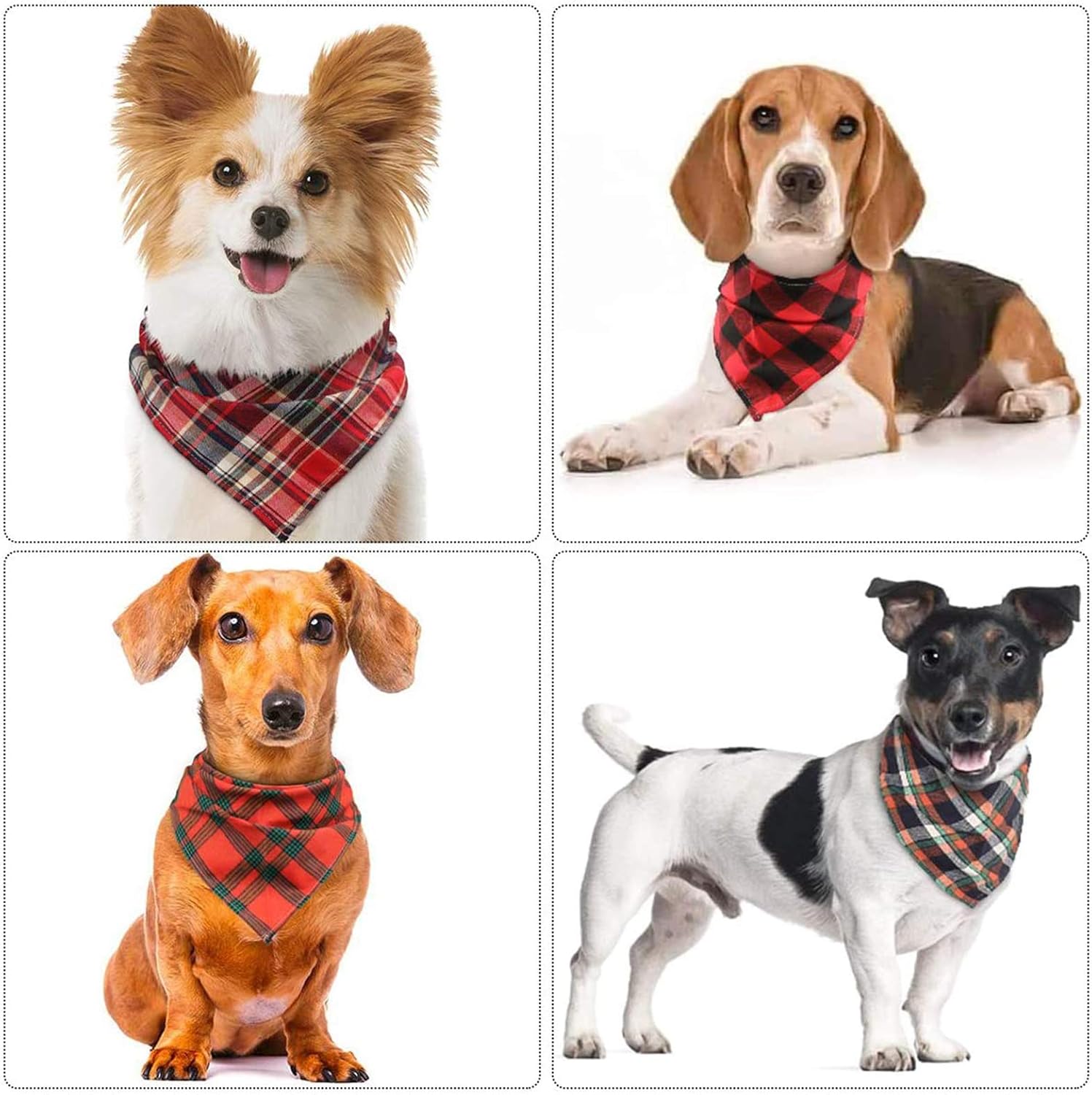 VIPITH 8 Pack Triangle Dog Bandana, Reversible Plaid Painting Bibs Scarf, Washable and Adjustable Kerchief Set for Dogs Cats Pets… : Pet Supplies