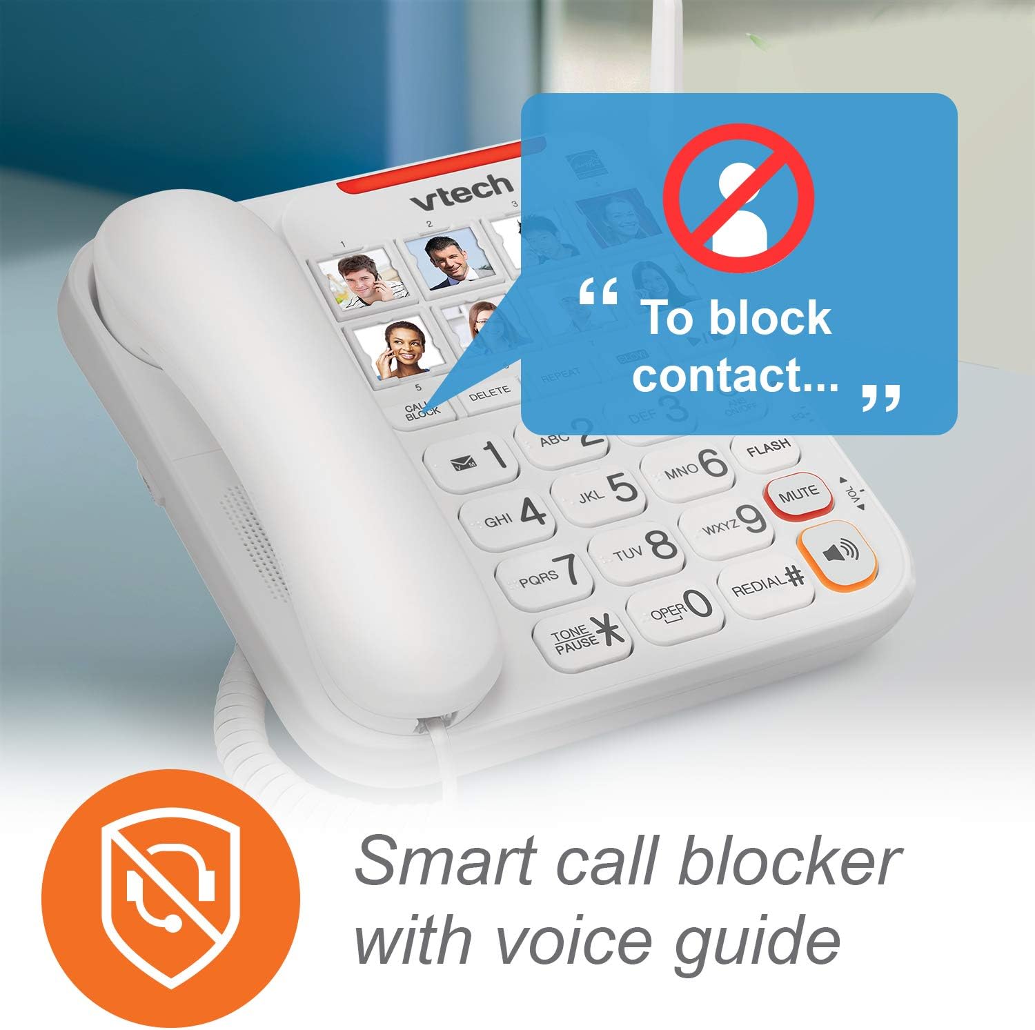VTech SN5147 Amplified Corded/Cordless Senior Phone System with 90dB Extra-Loud Visual Ringer, Big Buttons & Large Display : Electronics
