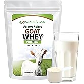Z Natural Foods Goat Whey Protein Powder Concentrate - Undenatured, Unflavored, Pasture Raised Whey - Clean Goat Protein Powder with Vital Proteins for Weight Management, Immune Support, Fitness, 1 lb