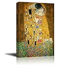 Wall26 Canvas Print Wall Art - The Kiss by Gustav Klimt Giclee Printed Famous Painting on Stretched Gallery Wrap - 24" x 36"