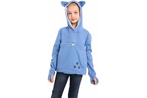 LINYUCHEN Boys Girls Cat Pouch Hoodie - Kitten Puppy Carrier Holder Sweatshirt Long Sleeve Cat Ear Pullover Tops