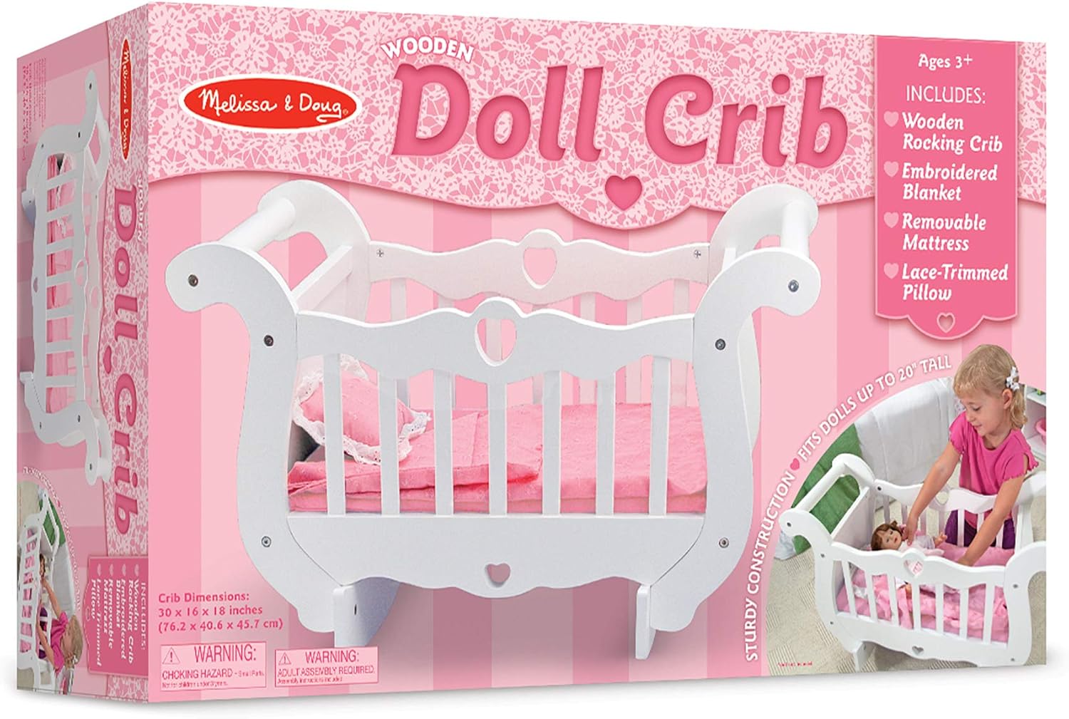 melissa doug wooden doll crib