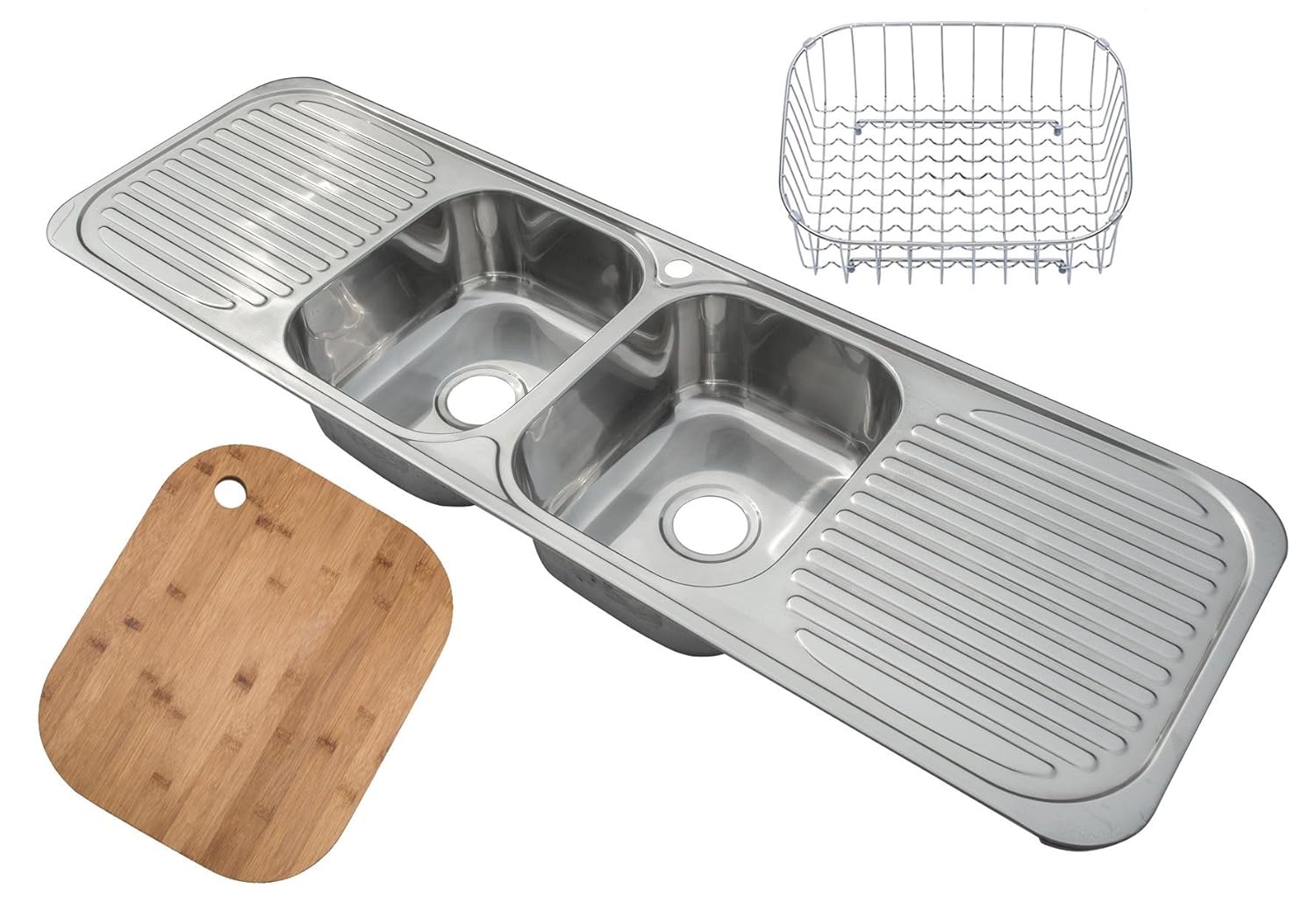 Polished Stainless Steel Inset Kitchen Sink 2.0 Bowl with Double