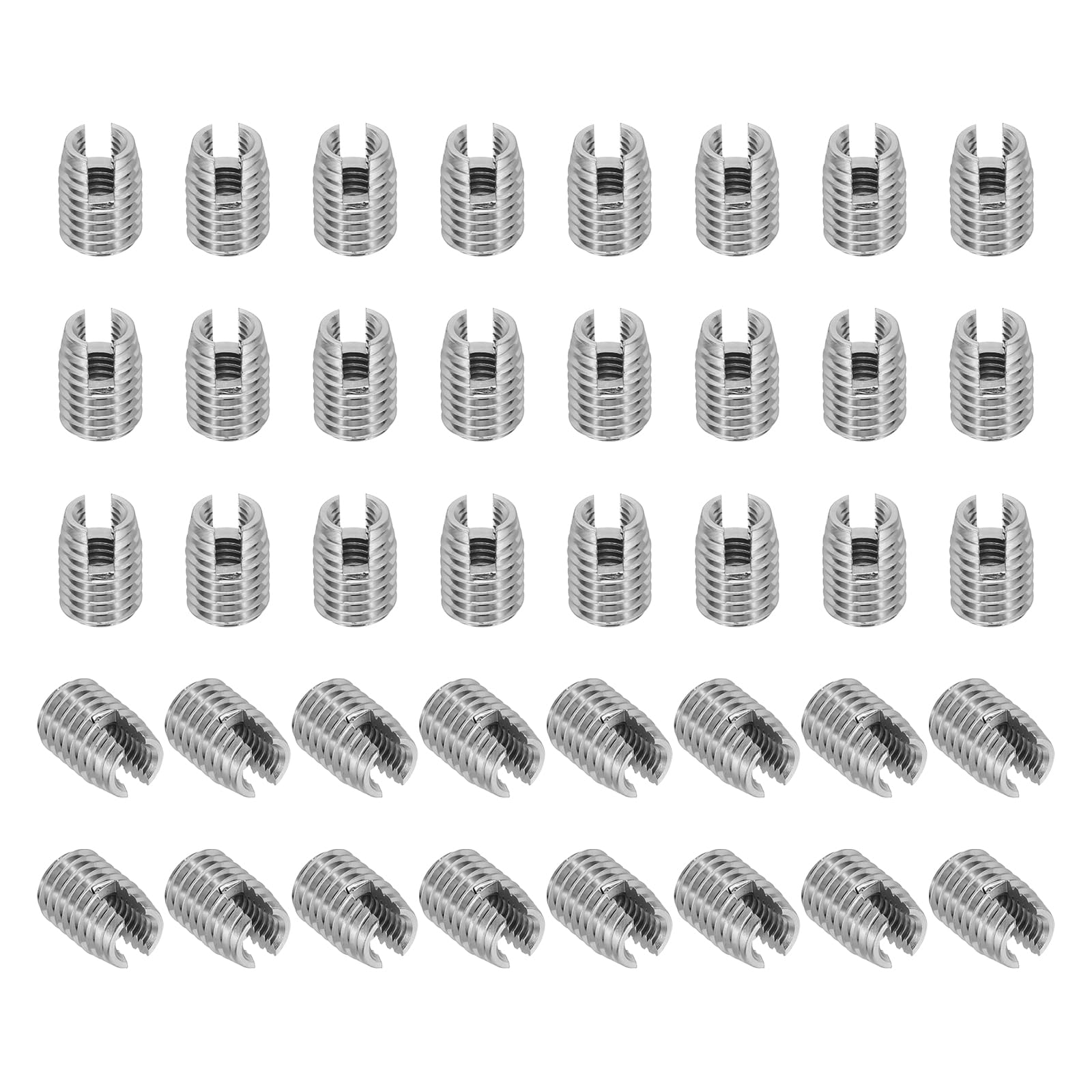 PATIKIL Self-Tapping Threaded Inserts, 40 Pcs M6 x M10 x 14mm 303 Stainless Steel Thread Adapter Reducer Slotted Screw Repair Inserts Nuts Sleeve — image 1