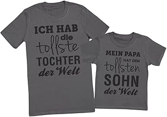 Zarlivia Clothing Ich Hab die Sohn der Welt - Passende Vater Kind Geschenk-Set - Vater T-Shirt und Kinder T-Shirt