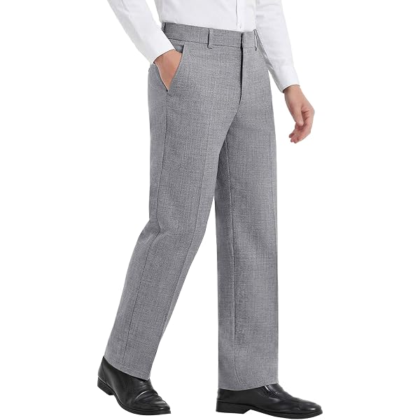 male high waisted pleated dress pants plaid gray Men's Grey Plaid Dress Pants