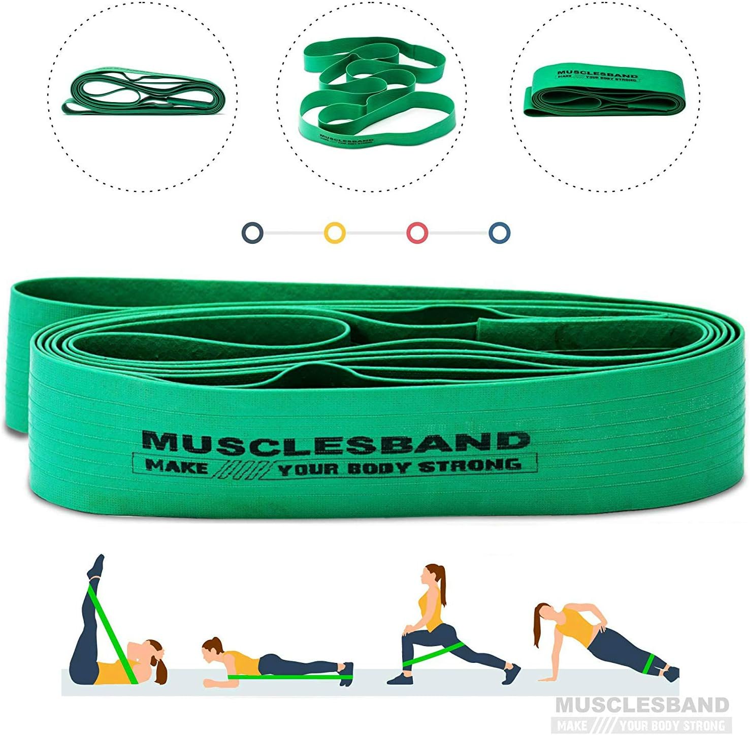 Stretch Band – Exercise Stretch Band Set – Ideal for Yoga, Pilates & Ballet Practice – Improves Flexibility – Great for Injury Recovering Exercises – Premium Quality Stretch Rubber Band (Green)