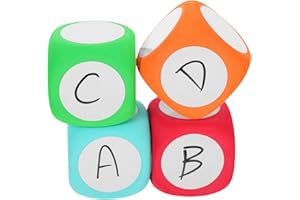 FUNNETOYU 4pcs Erasable Foam Dice Blank Blocks Counting Cubes for Math Classroom Games Writable