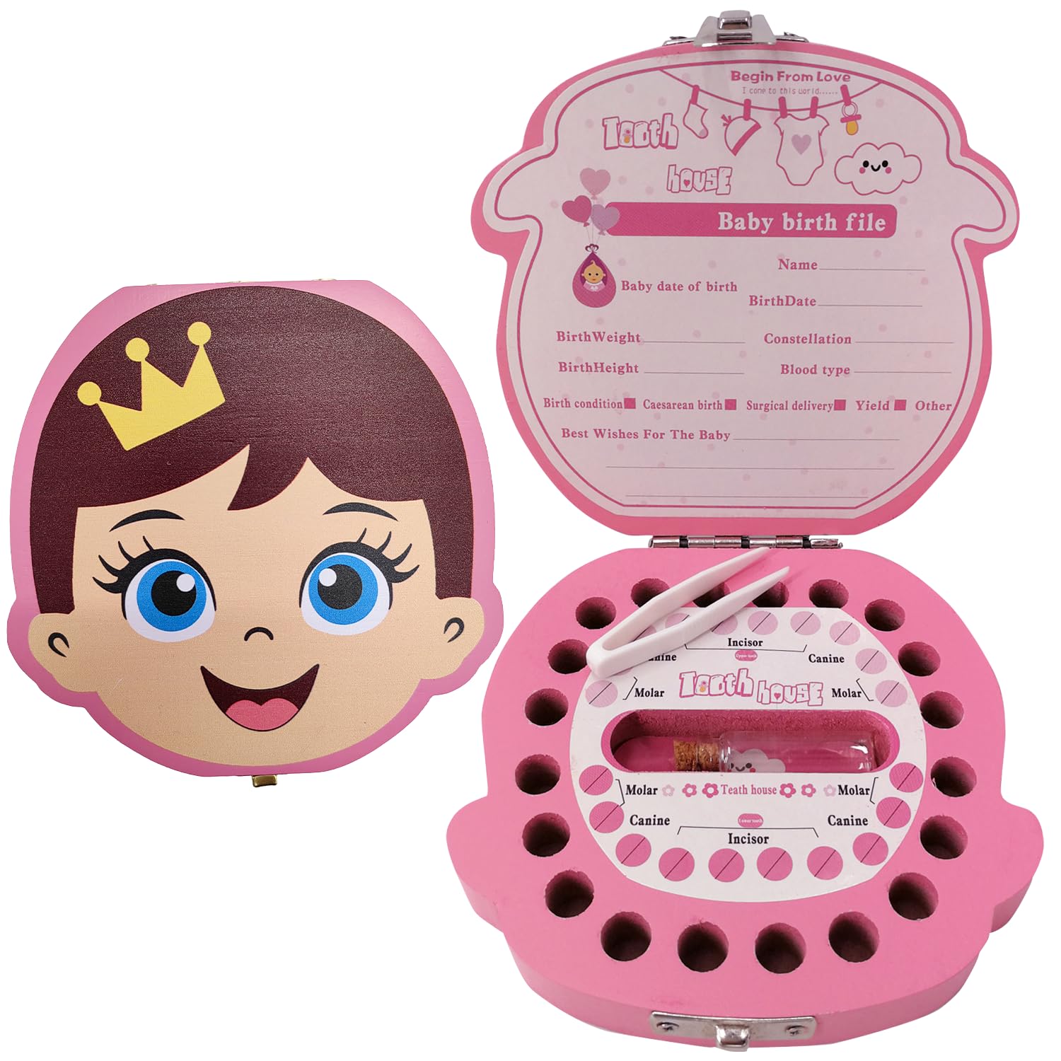 PAMBO Baby Tooth Fairy Keepsake Box | Child Tooth Saver & Holder Gift Box for Girls