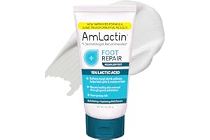 AmLactin Foot Repair Cream – Therapeutic Foot Cream for Dry Cracked Heels and Feet – No-Scrub Exfoliator and Moisturizer with 15% Lactic Acid AHA – 3 oz (Packaging May Vary)