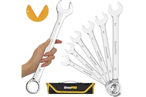 GRENPRO Metric Wrench Set, Large Wrench Set Metric and Standard, 7PC 23mm, 24mm, 26mm, 27mm, 30mm, 32mm Long Big Open End Wre