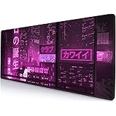 SANWUMIAN Gaming Mouse Pad, Large Anime Mouse Pads for Desk, Non-Slip Rubber Base Mousepad, Keyboard Mouse Mat Desk Pad with Stitched Edges, 31.5x11.8 inch